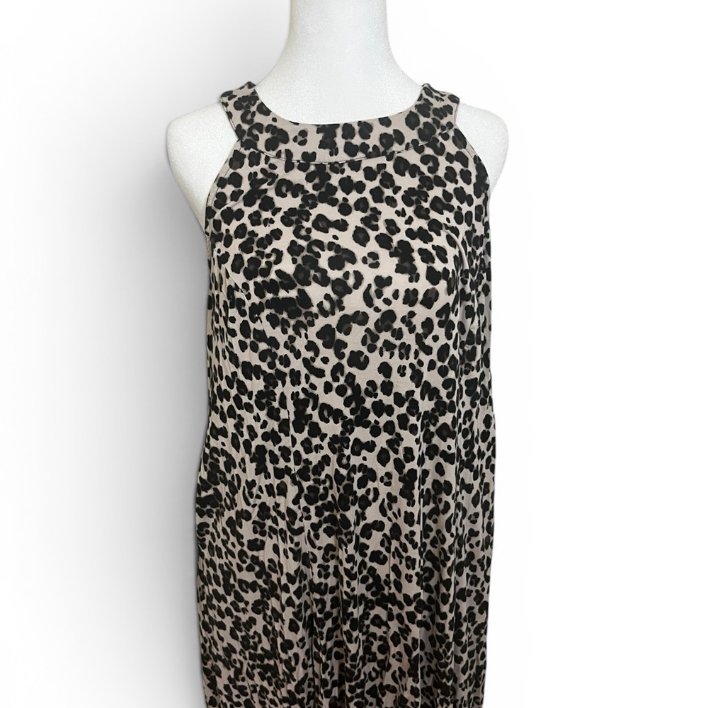 torrid Black and Cream Leopard Print Sleeveless Swing Dress - Picture 2 of 5